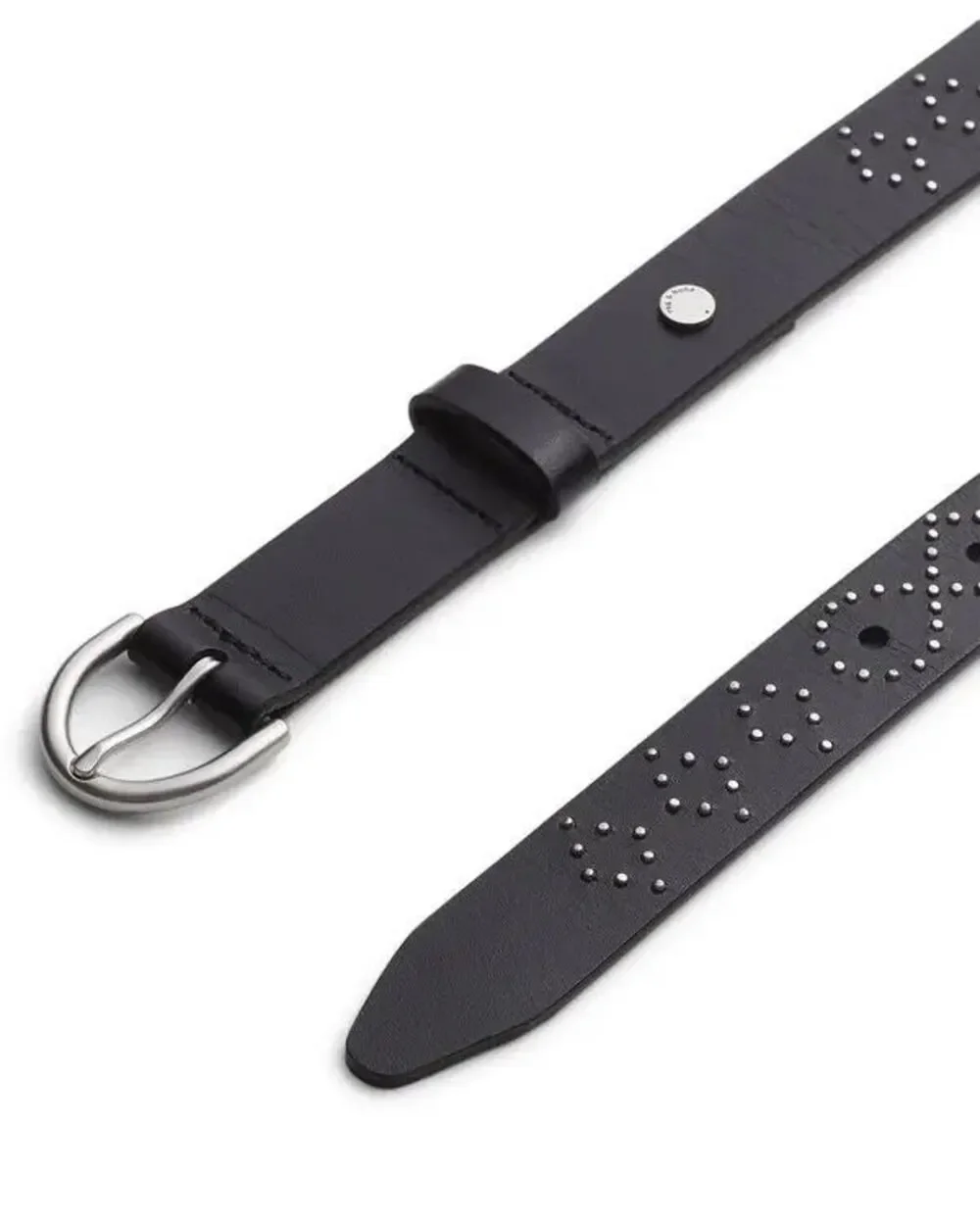 Rag & Bone Maisie Western Soft Leather Micro Studded Belt Black Medium